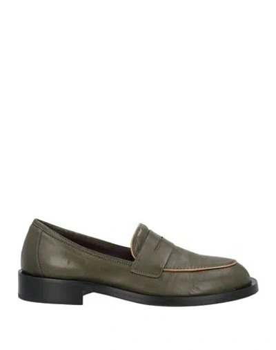 Pomme D'or Woman Loafers Military Green Size 10.5 Soft Leather