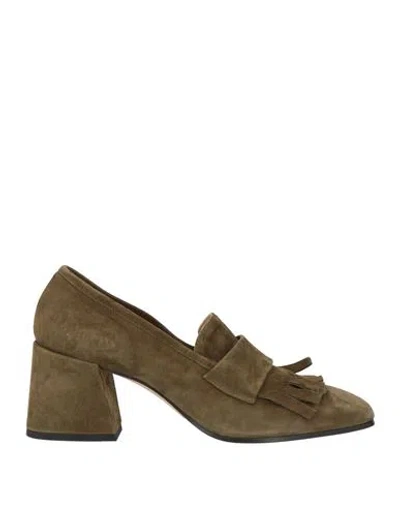 Pomme D'or Woman Loafers Military Green Size 8 Leather