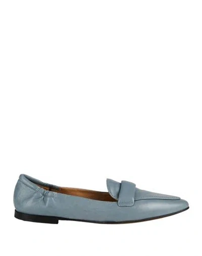 Pomme D'or Woman Loafers Pastel Blue Size 6 Leather In Gray
