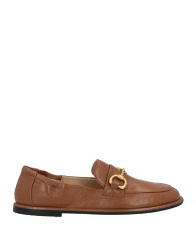 Pomme D'or Woman Loafers Tan Size 5 Leather In Brown