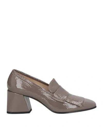Pomme D'or Woman Loafers Taupe Size 7 Leather In Grey
