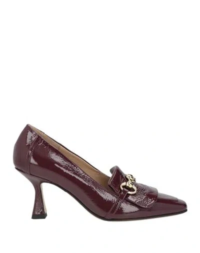 Pomme D'or Woman Pumps Burgundy Size 6 Leather