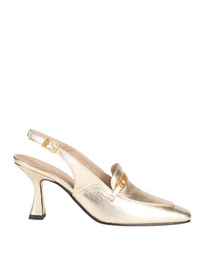 Pomme D'or Woman Pumps Gold Size 6 Leather
