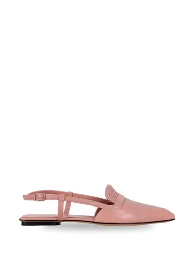 Pomme D'or Woven Slingback Ballet Flats In Pink