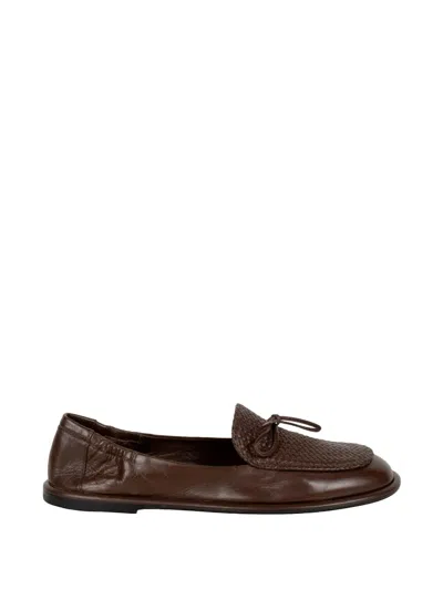 Pomme D'or Woven Tie Loafers In Brown