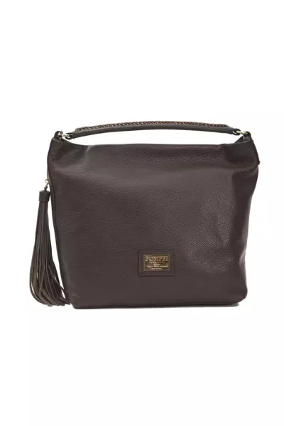 Pompei Donatella Brown Leather Women Shoulder Women's Bag In Black