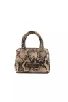 Pompei Donatella Logo-plaque Snake Texture Handbag In Beige