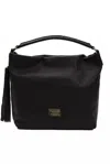 Pompei Donatella Gray Leather Shoulder Bag In Black