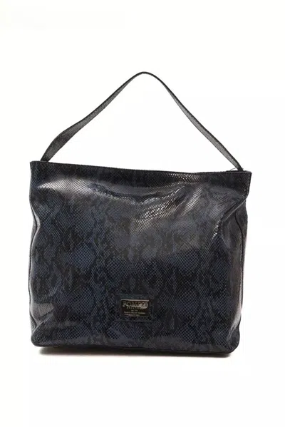 Pompei Donatella Elegant Python Print Leather Shoulder Women's Bag In Black