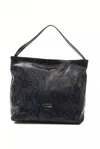 Pompei Donatella Elegant Python Print Leather Shoulder Women's Bag In Blue