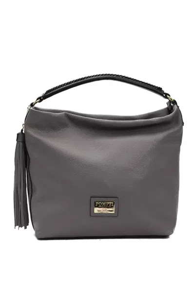Pompei Donatella Leather Women Shoulder Women's Bag In Grey
