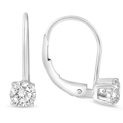 Pompeii3 1 - 4 Ct Hoop Lever Back Diamond Studs Women's 14k Gold Earrings Lab Grown In Neutral