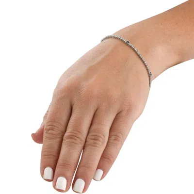 Pompeii3 1 1/10 Ct Diamond & Genuine Blue Sapphire Tennis Bracelet 14k White Gold 7" In Multi