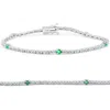 Pompeii3 1 1/10 Ct Diamond & Genuine Green Emerald Tennis Bracelet 14k White Gold 7" In Green