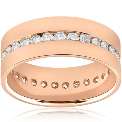 Pompeii3 1 1/10ct Diamond Eternity Mens Ring 14k Rose Gold In Multi