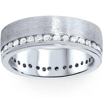 Pompeii3 1 1/10ct Diamond Eternity Wedding Ring Brushed 14k Band In Multi