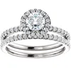 Pompeii3 1 1/10ct Diamond Halo Engagement Wedding Ring Set 14k White Gold In Multi