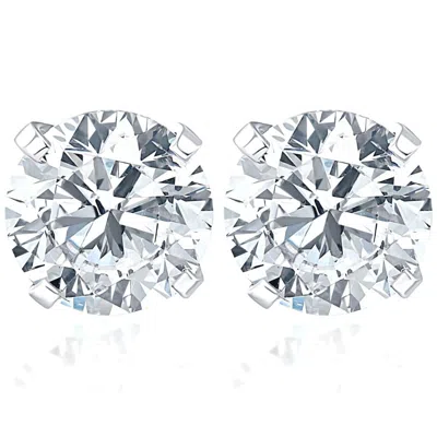 Pompeii3 1 1/10ct Diamond Studs 14k White Gold In Metallic