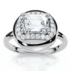 Pompeii3 1 1/10ct Emerald Diamond Button Ring 14k Gold Or Platinum Lab Grown Ef/vs
