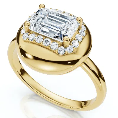 Pompeii3 1 1/10ct Emerald Diamond Button Ring 14k Gold Or Platinum Lab Grown Ef/vs
