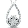 Pompeii3 1 1/10ct Lab Created Diamond Circle Pear Shape Pendant 14k White Gold 1" Tall In Multi