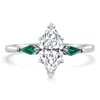 Pompeii3 1 1/10ct Marquise & Emerald Diamond Ring 14k White Gold Lab Grown In Silver