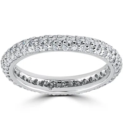 Pompeii3 1 1/10ct Pave Diamond Eternity Ring 14k White Gold In Silver