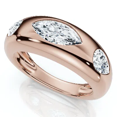 Pompeii3 1 1/10ct Sloan Flush Set Marquise Diamond Dome Band 14k Gold Lab Grown In Neutral