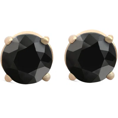 Pompeii3 1 1/2 Ct 14k Yellow Gold Round Black Diamond Studs Womens Earrings