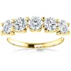 Pompeii3 1 1/2 Ct Diamond Five Stone Wedding Ring 14k Yellow Gold Ex3 Lab Grown In Multi