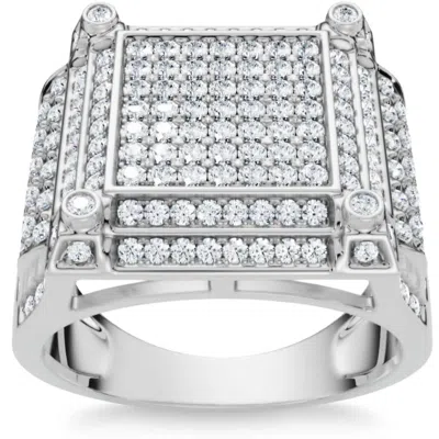 Pompeii3 1 1/2 Ct Diamond Men's Multi-cluster Wide Ring In White Or Yellow Gold In Metallic