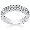 Pompeii3 1 1/2 Ct Half Eternity Double Row Diamond Wedding Stackable Ring 14k White Gold In Silver