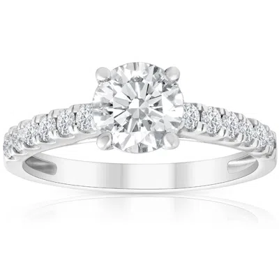 Pompeii3 1 1/2 Ct Lab Grown Diamond Ring With Accents 14k White Gold In Multi