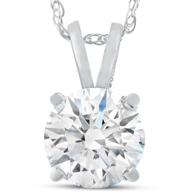 Pompeii3 1 1/2 Ct Moissnite Solitaire Pendant 14k White Gold Womens Necklace In Multi