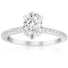 Pompeii3 1 1/2 Ct Oval Lab Grown Diamond Engagement Ring 14k White Gold With Sidestones In Multi