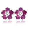 Pompeii3 1 1/2 Ct Ruby & Diamond Studs In 14k White Gold In Multi