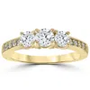 Pompeii3 1 1/2 Cttw Diamond 3-stone Engagement Anniversary Ring 14k Yellow Gold In Multi