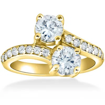 Pompeii3 1 1/2 Cttw Forever Us 2-stone Diamond Engagement Forever Us Ring 14k Yellow Gold In Multi