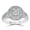 Pompeii3 1 1/2 Cttw Pave Double Halo Round Brilliant Cut Engagement Ring 14k White Gold In Multi