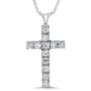 Pompeii3 1 Ct Diamond Cross Pendant Necklace 18" 14k White Gold In Multi