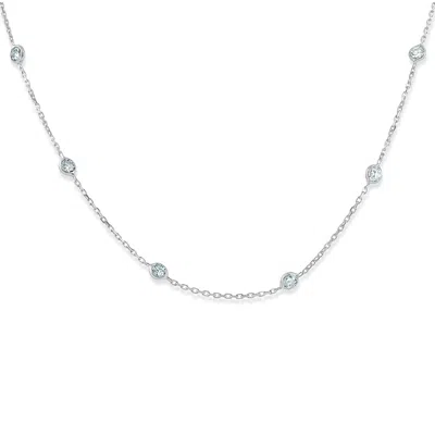 Pompeii3 1 1/2 Ctw Diamond Bezel Station Necklace 14k White Gold 18" In Multi