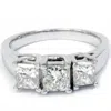 Pompeii3 1 1/2ct 3-stone Princess Cut Diamond Engagement Ring 14k White Gold Lab Grown In Multi