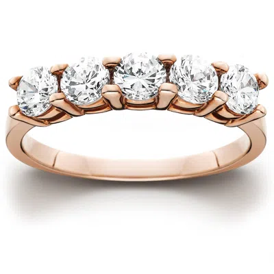 Pompeii3 1 1/2ct 5 Stone Diamond Wedding Ring 14k Rose Gold In Multi
