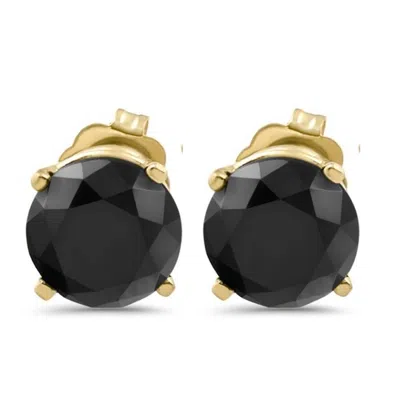 Pompeii3 1 1/2ct Black Diamond Screw Back Studs 14k Yellow Gold Women's Earrings