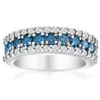 Pompeii3 1 1/2ct Blue & White Diamond Wedding Anniversary Ring In Multi