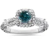 Pompeii3 1 1/2ct Blue Diamond Cushion Halo Engagement Ring 14k White Gold Lab Grown Size Selectable In Multi
