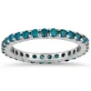 Pompeii3 1 1/2ct Blue Diamond Eternity Ring 14k White Gold In Multi
