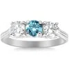 Pompeii3 1 1/2ct Blue Diamond Three Stone Vintage Accent Engagement Ring In 10k Gold In Blue