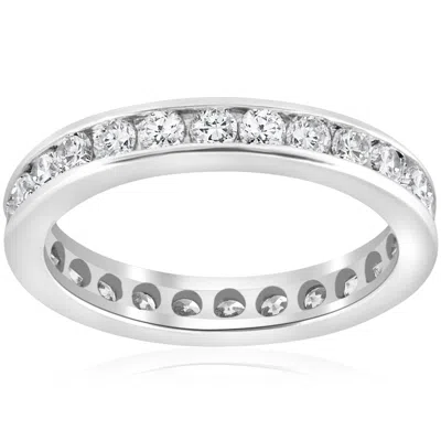 Pompeii3 1 1/2ct Channel Set Diamond Eternity Ring 14k White Gold In Silver