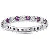 Pompeii3 1 1/2ct Diamond & Amethyst Eternity Stackable Ring 14k White Gold In Multi